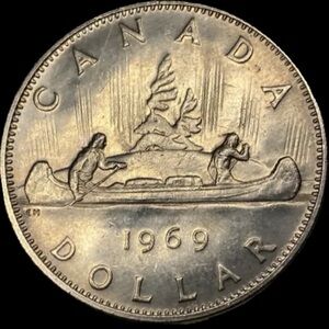 1969  vintage old Canadian Dollar Coin
